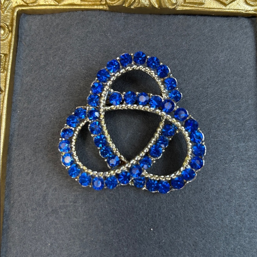 Cobalt Blue Rhinestone Brooch - Picture 2 of 6